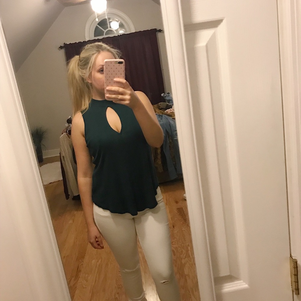 Free People sleeveless blouse in teal
